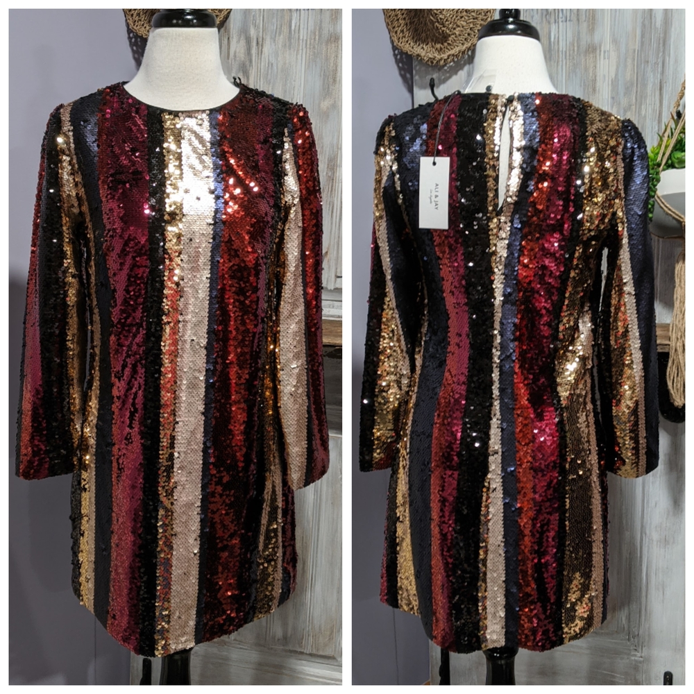 NWT Ali & Jay Members Only Mini Sequin Striped Dress